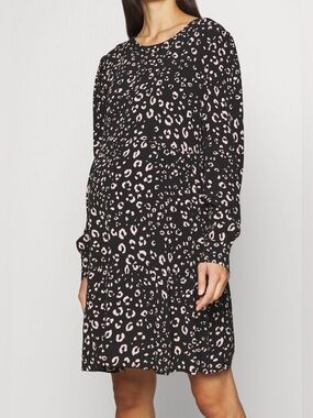 Seraphine, Maternity Leopard Print Dress Black Pink, Size US 14